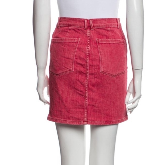 FRAME Faded Red Denim Mini Skirt Size 26 - Picture 7 of 8